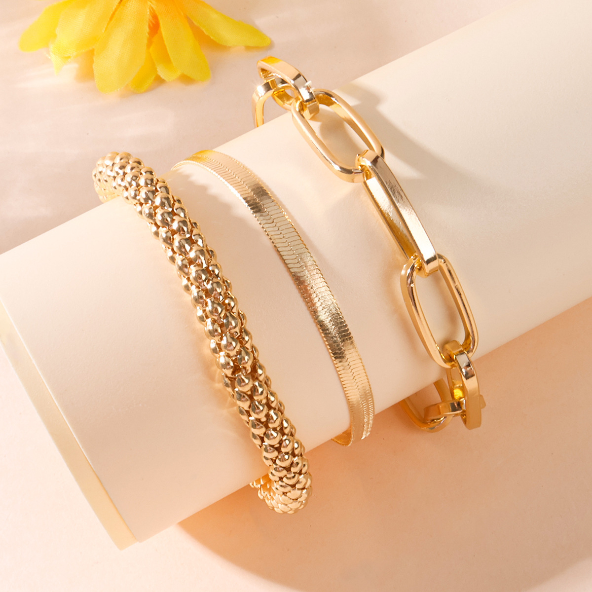 Factory Direct Sales Stacking Bracelets Cross-Border Hot Selling Metal Bracelets Retro Punk Snake Chain Corn Chain Multi-Layer Bracelets for Women