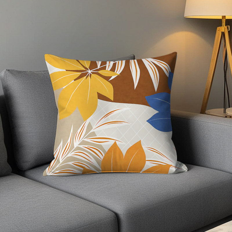 Luz de lujo nórdico simple almohada de viento naranja geométrica impresa de doble cara cojín de ventana flotante decoración sofá sala de estar almohada