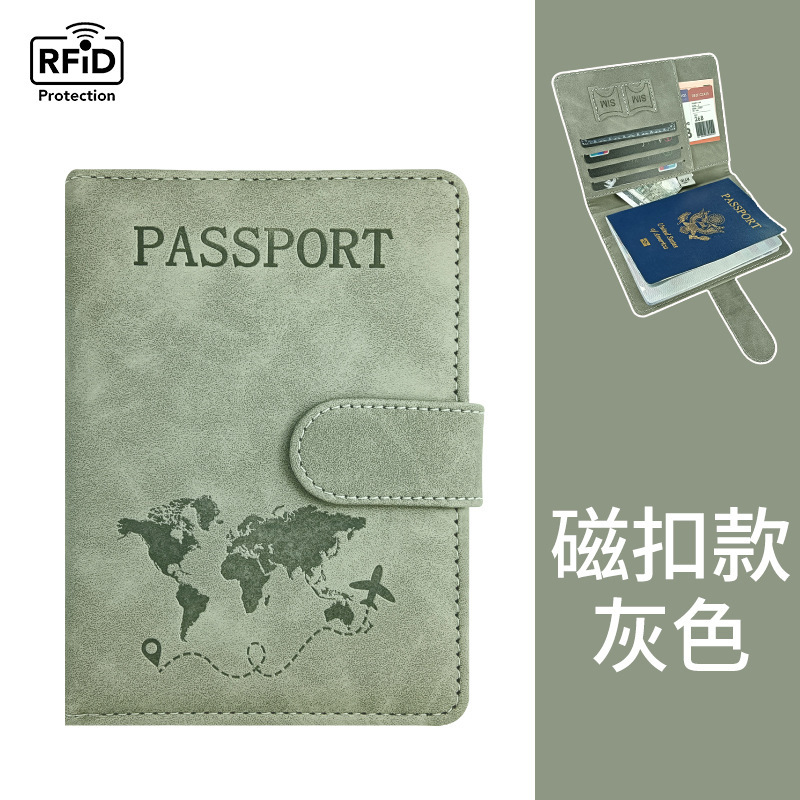 跨境爆款皮套护照夹现货pu皮RFID护照包多功能可放SIM卡证件包|undefined