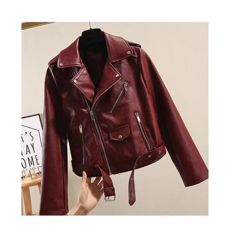 Cross-border source 2025 new Korean motorcycle clothing slim leather women's short coat pu jacket in stock