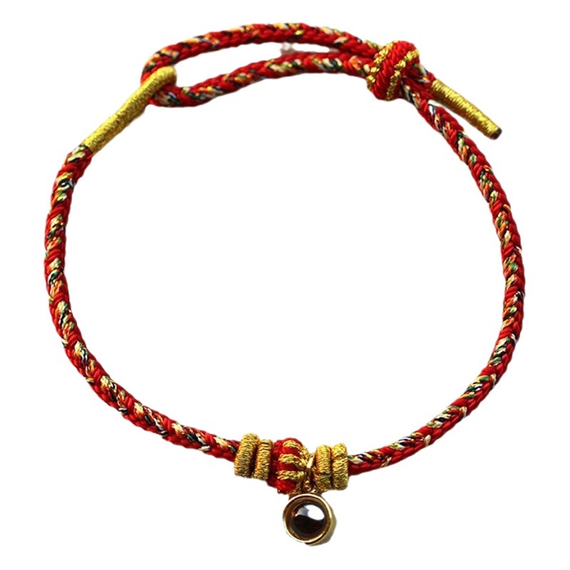 Shurangama Mantra Eight Guardian Zodiac Hand Rope Hand-woven Micro-carved Projection Shurangama Mantra The Year of the Snake Red Rope Heart Sutra