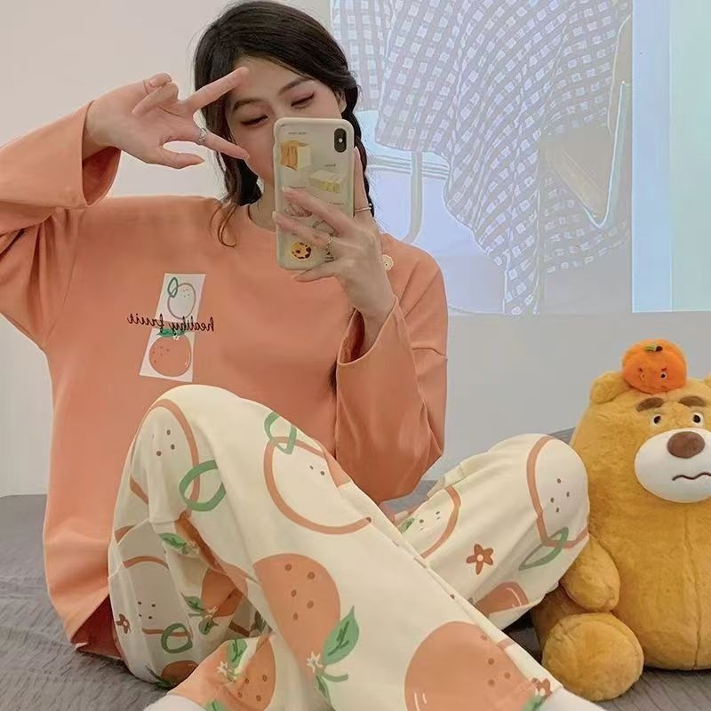 新款睡衣女秋季长袖长裤卡通薄款大码可爱少女款春夏季家居服套装|undefined