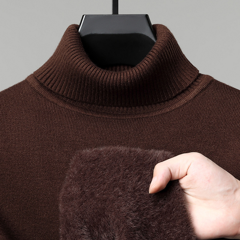 Men's Fleece-Lined Thick Sweater, Basic Casual Turtleneck Mink Velvet Knit Sweater for Men Men's Fleece-Lined Thick Sweater, Basic Casual Turtleneck Mink Velvet Knit Sweater for Men