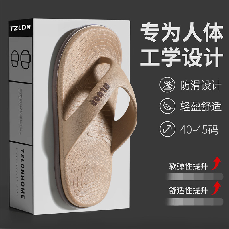 Flip-flops men's outer wear non-slip wear-resistant excrement feeling sports beach wholesale non-smelly feet men's toe sandals