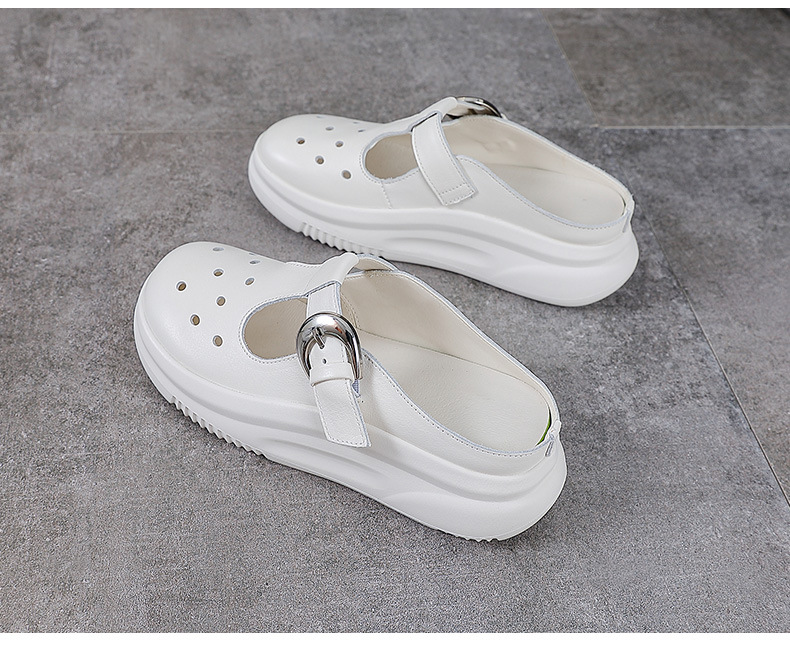 Dép xỏ ngón nữ da bò đế dày phong cách Birkenstock — màu be chi tiết 15