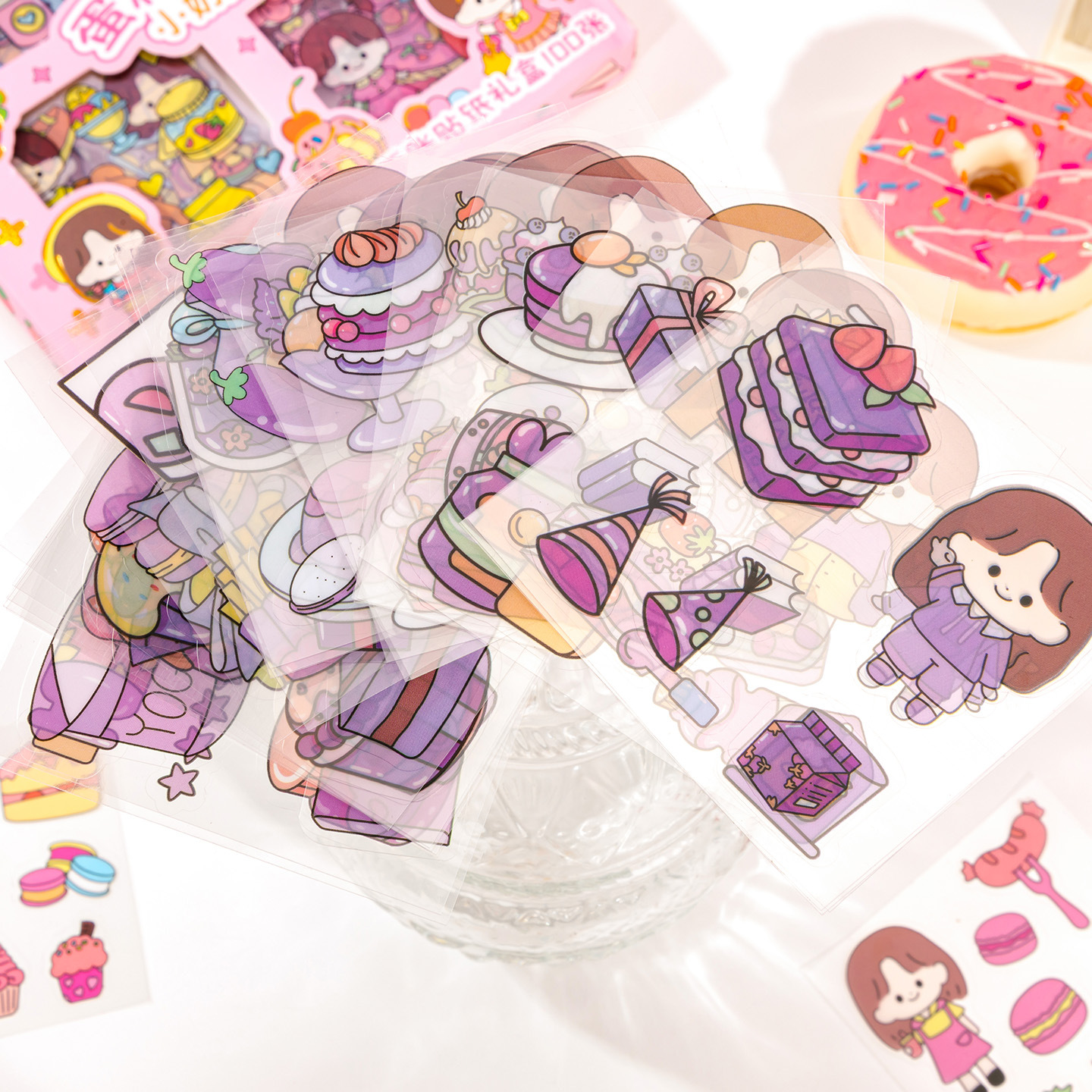 100 piezas de mano cuenta Material pegatinas decorativas Cuenta de mano pegatinas traje de dibujos animados linda chica corazón DIY pegatinas decorativas image 3