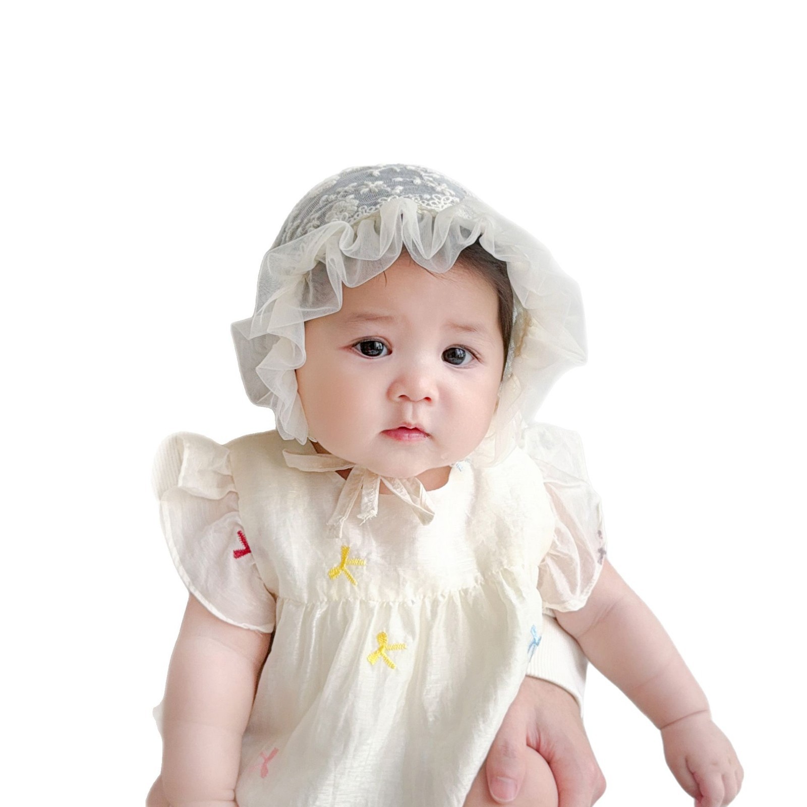 Sombrero de bebé Sombrero de palacio transpirable de encaje de verano Sombra de protección solar para bebé Princesa Moneyage Protector de fontanela Sombrero de neumáticos