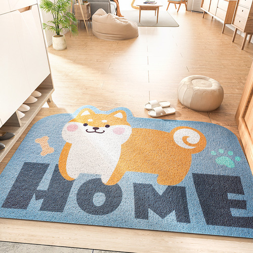 New cartoon sand-scraping and dust-removing entrance floor mats for household wear-resistant entrance door entrance wire ring anti-slip floor mats