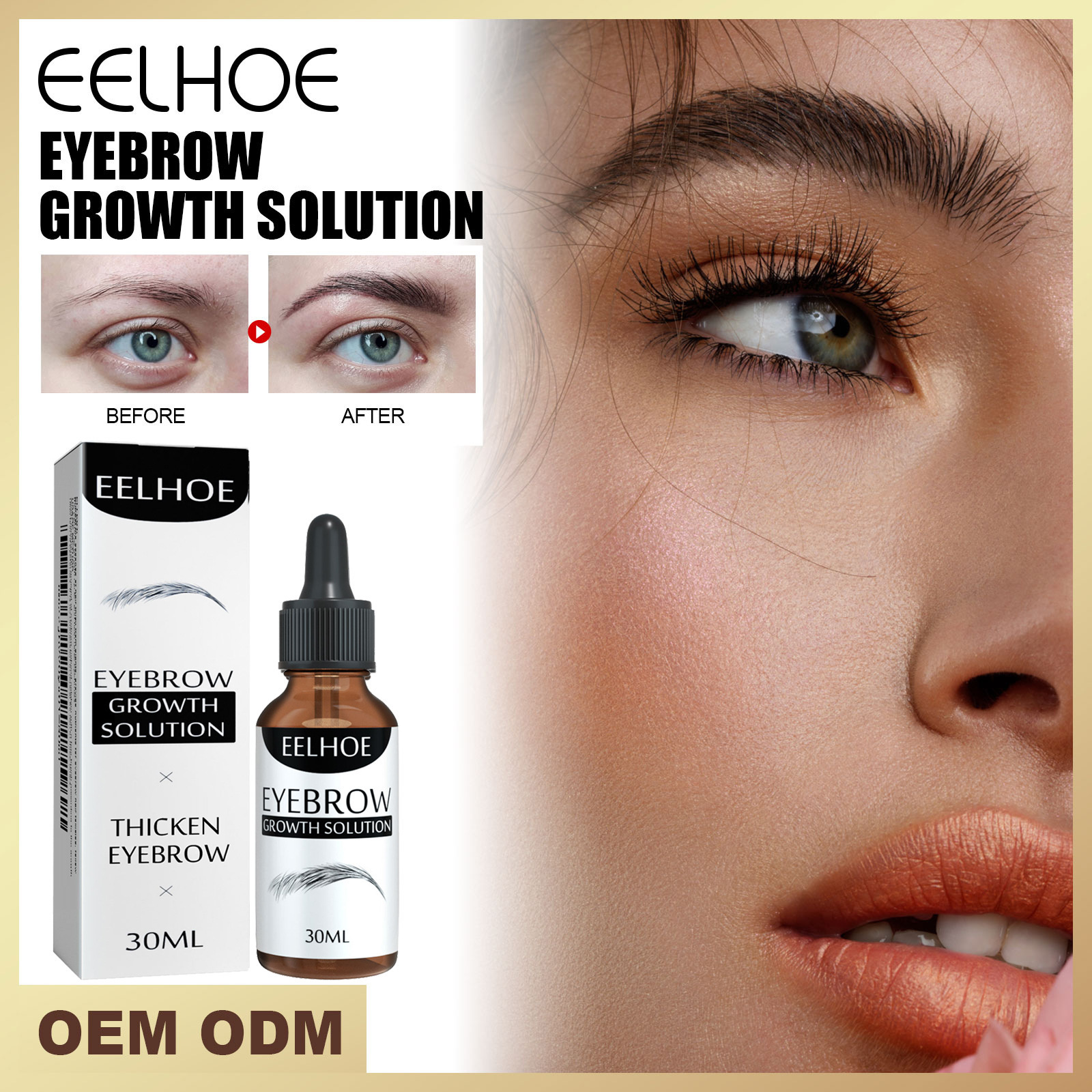 Cross-Border Hot-Selling Product Eelhoe Eyebrow Care Liquid for Naturally Thick, Curled, and Lengthened Eyelashes and Eyebrows for Both Men and Women