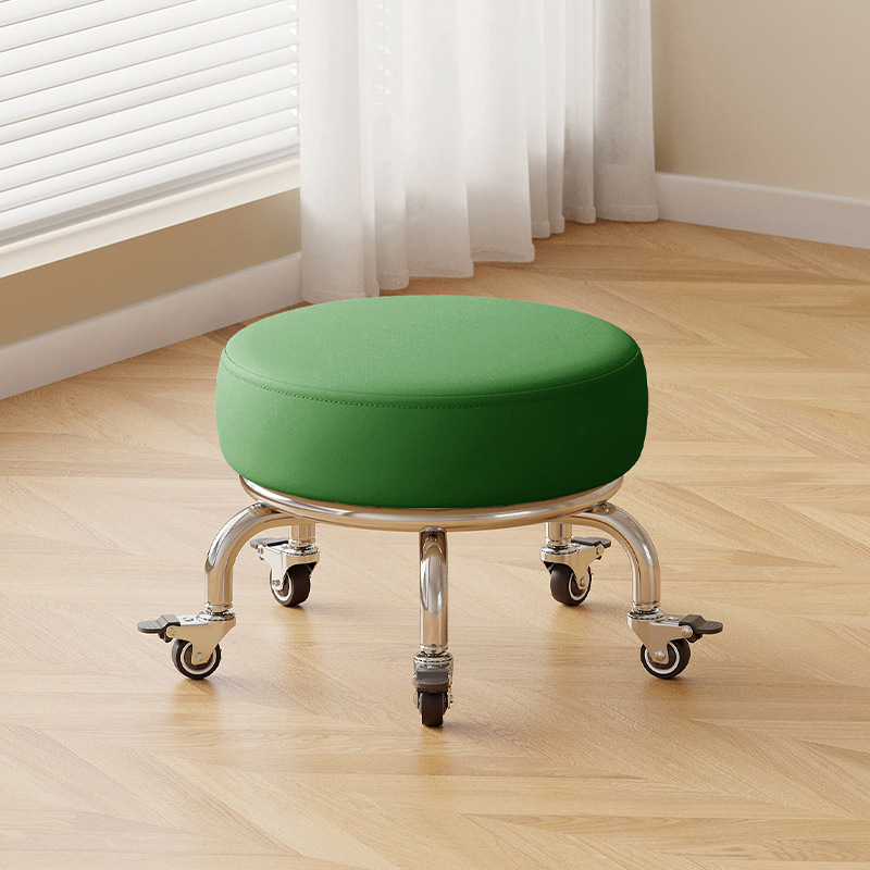 Polia doméstica taburete bajo rueda universal pequeño taburete silencioso rotativo taburete redondo móvil con artefacto moderno y simple