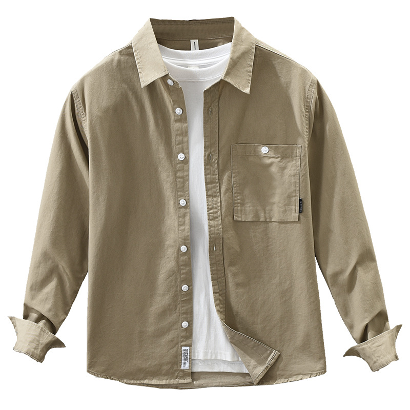 New Workwear Long Sleeved Shirt, Fashionable And Versatile, Artistic And Casual Loose Top, Men's Clothing_viptrois.com