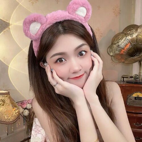 Cute face wash special hairband for women  new cartoon headband hairband headband hairpin hole plush hair bundle