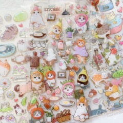 かわいい猫のクリスタルステッカー、漫画のかわいいペット、子供用の新鮮な女の子のご褒美、手作りの装飾フォトアルバムステッカー