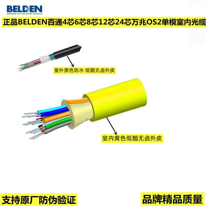 正品美国 百通 4芯6芯8芯12芯24芯4室外铠装单模室内单模光纤光缆