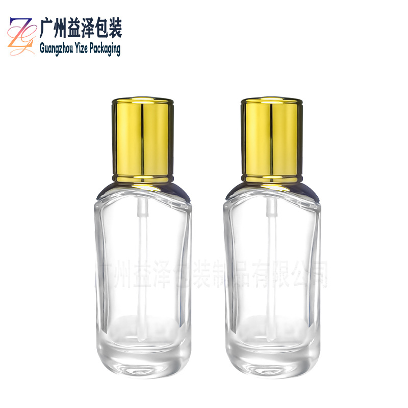现货批发30ml套肩玻璃瓶化妆瓶精华液玻璃瓶粉底玻璃瓶分装小容量