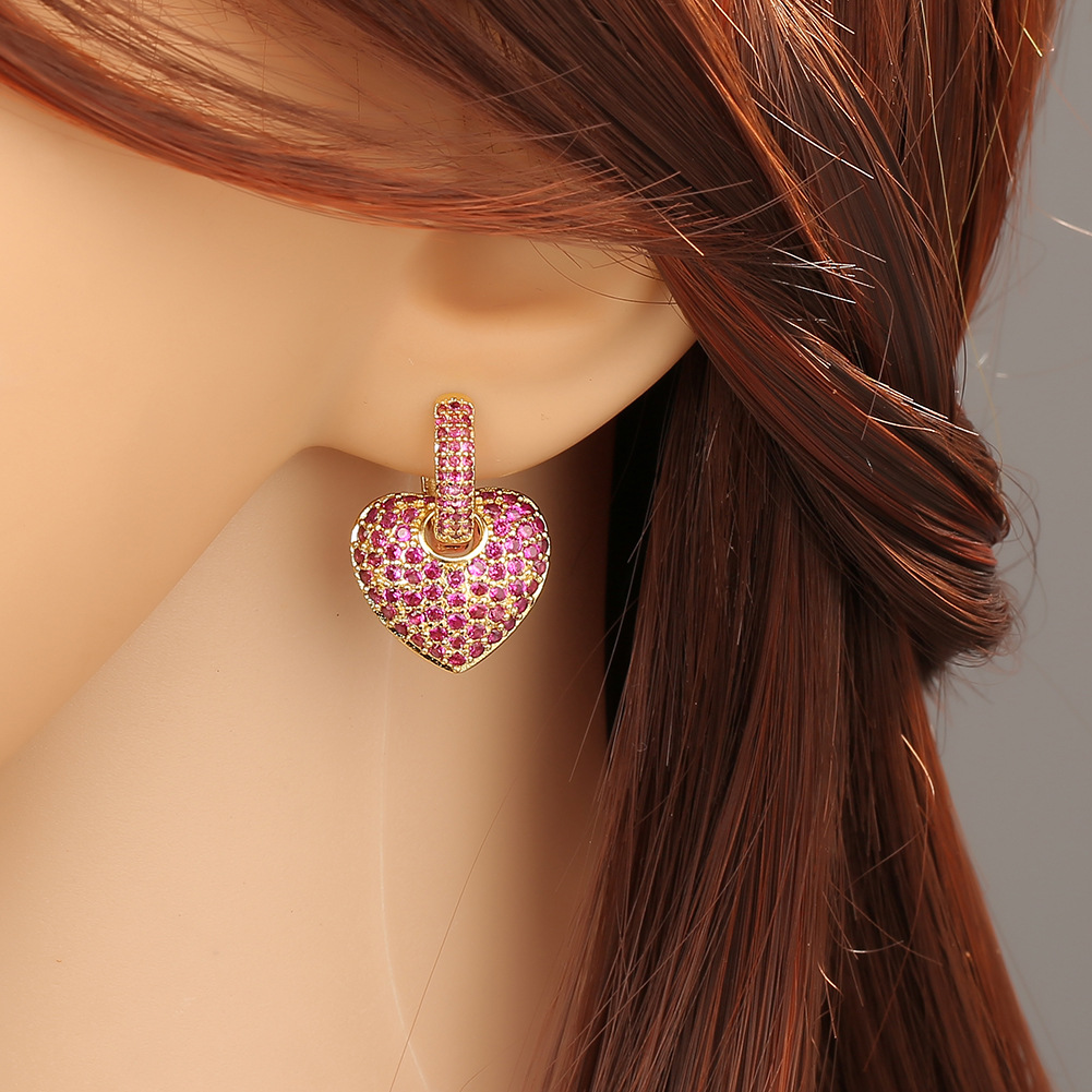 New Fashion Plated Copper Heart-shaped Earrings display picture 6