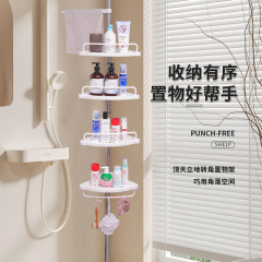 天井に立って穴を開けない浴室の棚のトイレのコーナー棚のステンレスの伸縮可能な収納棚の卸売りをします。