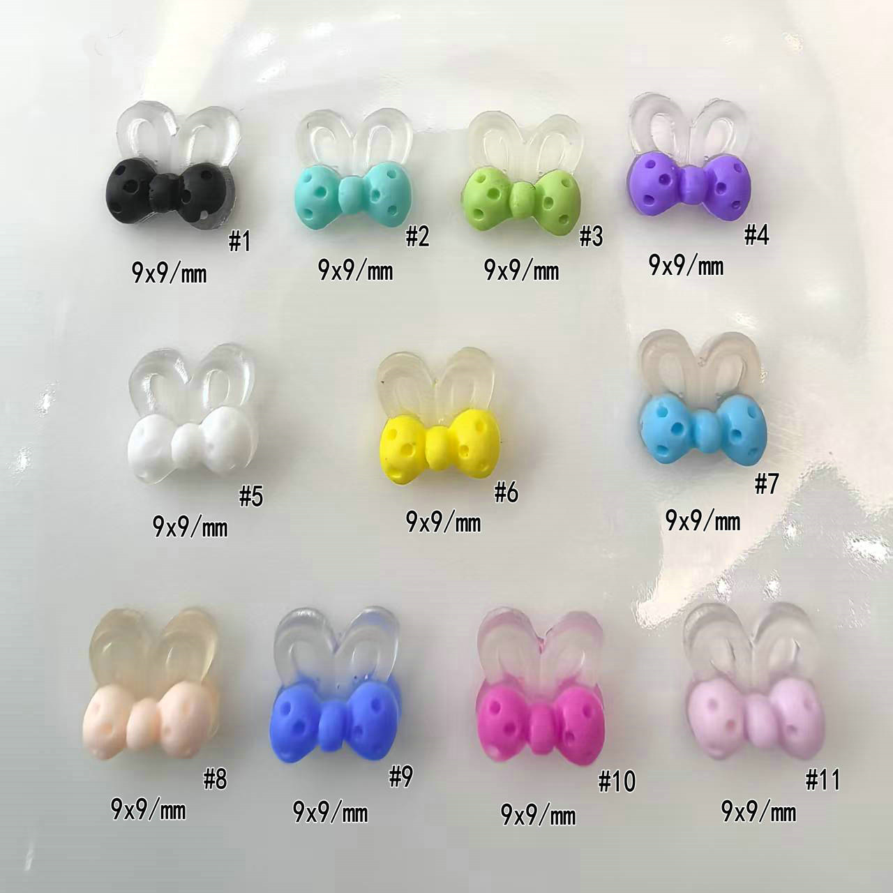 透明夜光光变蝴蝶结兔耳朵美甲饰品批发发夹配饰材料贴片0001