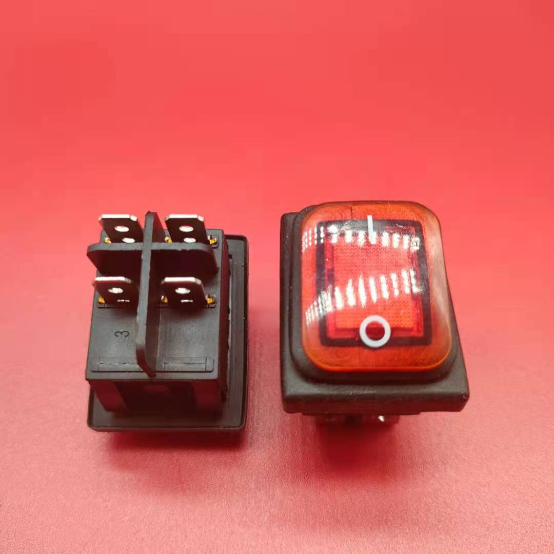 船型开关KCD4大电流翘板防尘防水四脚两档30A直流电源IP65防水