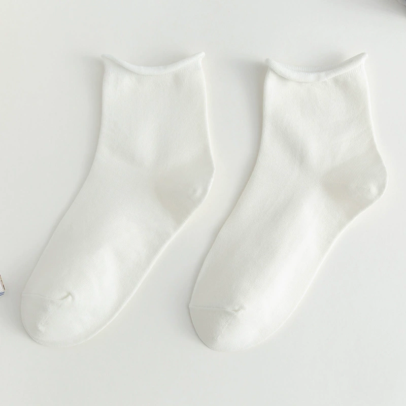 Mid-Length Socks (Tide) — White princess style, universal CN36–43, 6-pattern set
