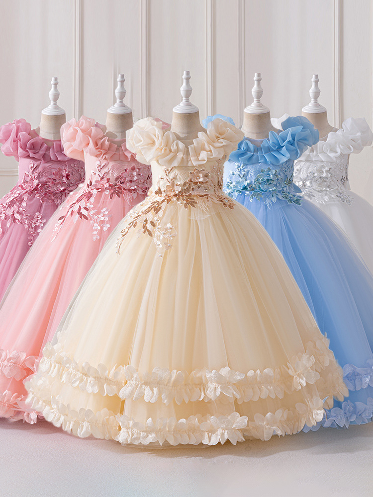Nuevos vestidos para niños europeos y americanos, vestidos de piano, vestidos de niña de las flores, vestidos de princesa, vestidos de novia hinchados, kids dress