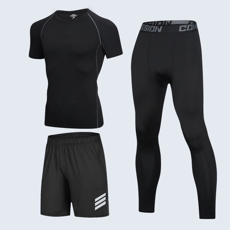 Ropa de fitness para hombres, traje de entrenamiento de baloncesto de alta elasticidad, traje deportivo de secado rápido, traje deportivo de corrida de la mañana, traje deportivo de bicicleta