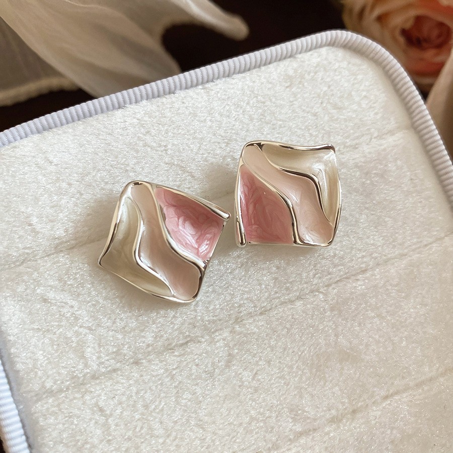 Aguja de plata Corea del Sur diamante Opal flor pendientes diseño fresco Rosa pendientes moda pendientes dulces al por mayor