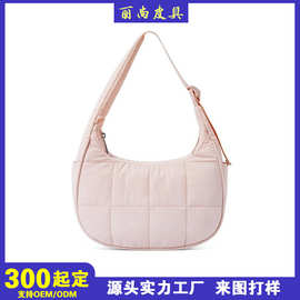 定制绗缝尼龙包大容量腋下包包通勤女包便携手提包单肩包羽绒包