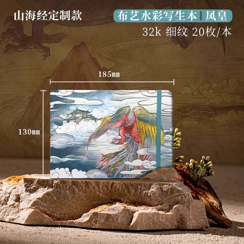 Feilenuo 生地水彩ブックポータブル旅行空白スケッチブック手作り水彩紙ルーズリーフ絵画ブック木材パルプアート|undefined