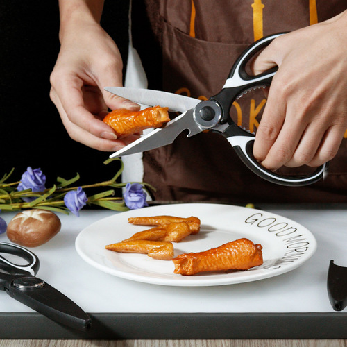 Kitchen scissors multifunctional kitchen scissors stainless steel chicken bone scissors household sharp barbecue scissors panda scissors kitchen utensils wholesale