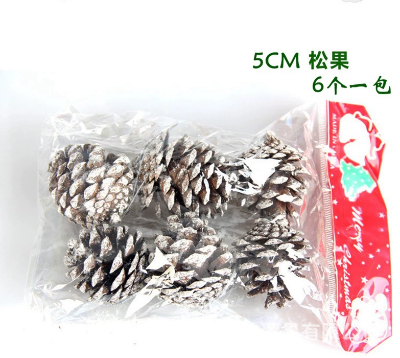 R Christmas decoration pine cone Christmas tree decoration original color pine cone 5CM pendant white edge pine cone hanging ornaments in stock