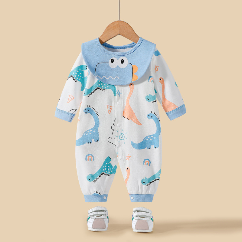 Bebé recién nacido mono puro algodón primavera y otoño hombre y mujer bebé mameluco babero mameluco ropa de luna llena 0-12month