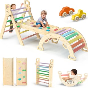 Cross-Border Wooden Kidsren's Climbing Frame Solid Wood Indoor Toddler Baby Physical Training Toys Foldableable Climbing Frame