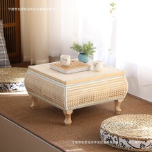 飘窗小桌子竹编炕桌小茶几卧室坐地矮桌实木窗台桌日式榻榻米茶桌