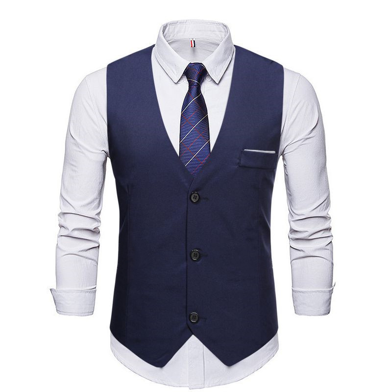 Primavera y otoño estilo coreano moda slim fit traje chaleco hombres traje británico chaleco casual chaleco profesional mejor hombre novio