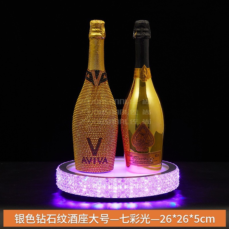 Portavino con patrón de diamantes plateados, grande, colorido