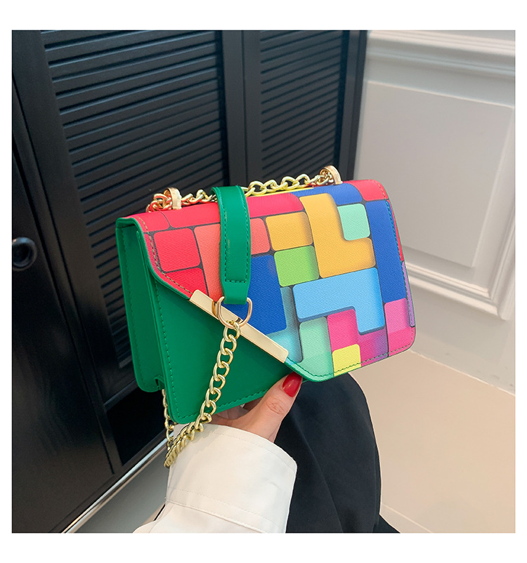 Color Block Pattern All Seasons Season Women's Gender Women's Small Pu Leather Color Block Streetwear Square Magnetic Buckle Shoulder Bag Crossbody Bag