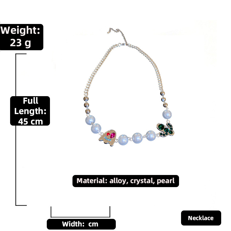 Halloween Devil Cactus Pearl Crystal Collarbone Necklace For Women_voghion.com