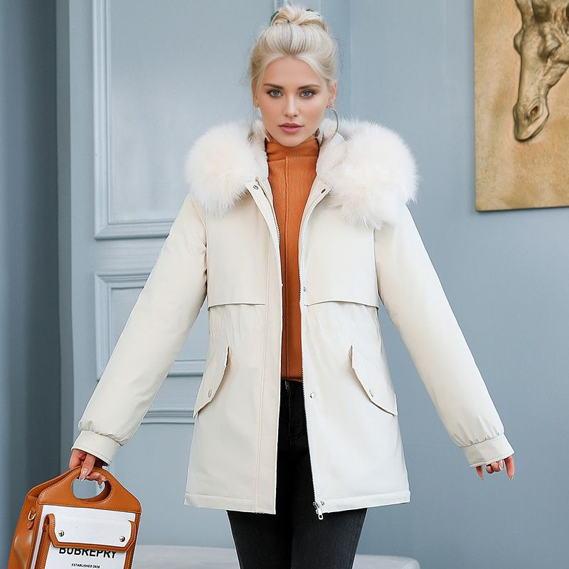 Women's Winter Coat Warm Thickened Cotton Jacket Medium Long Style_voghion.com