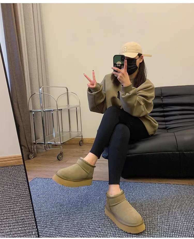 Women's Fur Lined Ankle Boots With Thick Platform Sole_voghion.com