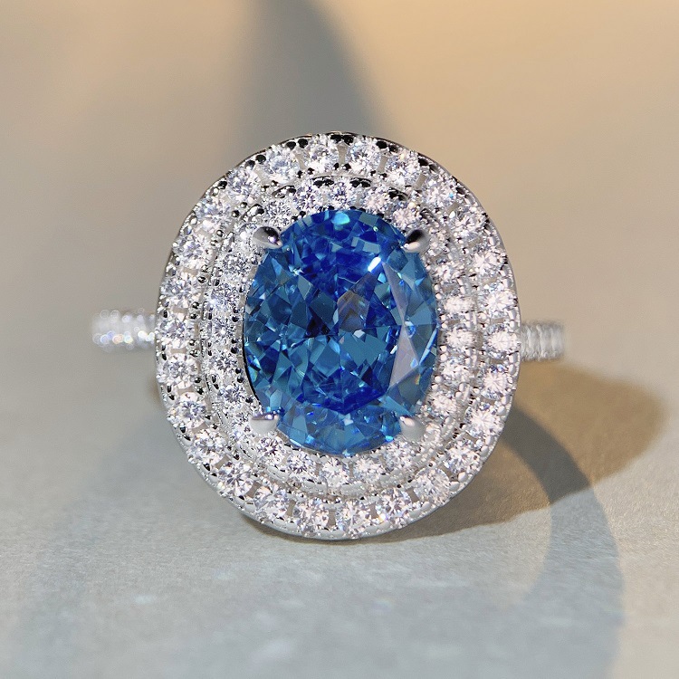 Fashion Oval Sterling Silver Inlay Zircon Rings 1 Piece