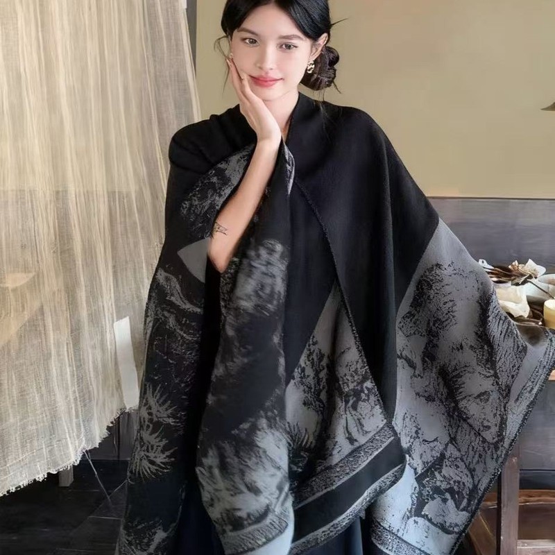 《银杏叶》秋季穿搭披肩女2025新款轻奢气质设计感穿搭披肩围巾女|undefined
