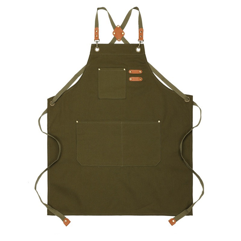 Delantal Mandil de Cintura en Lona de Algodón y Poliéster Impermeable para Cafetería y Restaurante