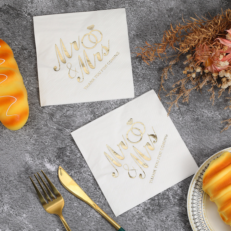 Anniversary Birthday Party Party High-End English Hot Stamping White Napkin Hotel Special Disposable Napkin