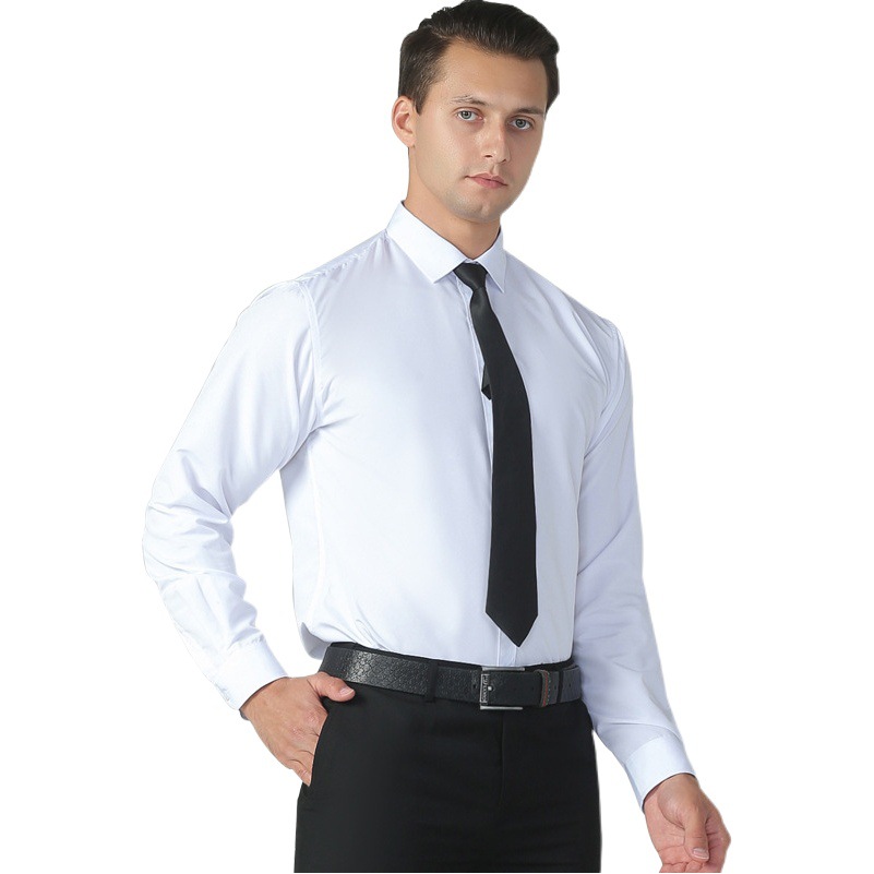 Export Professional White Shirts for Men, High-End Business Long-Sleeve Shirts, Solid Color Workwear for Men, Wholesale and Dropshipping
