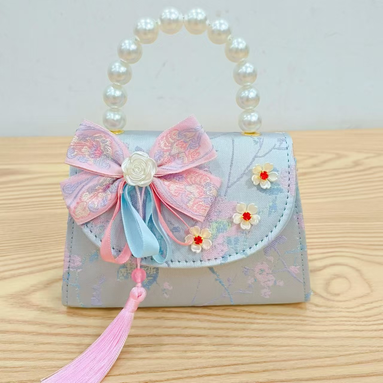 Bolso de princesa de estilo chino cadena antigua bolso de perla portátil para niñas bolso inclinado para niñas accesorios de ropa china bolso de cambio