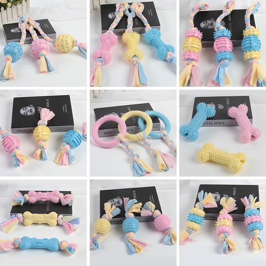 TPR dog toy cotton rope knot grinding teeth cleaning bite not bad cat since hi toy cross-border pet products manufacturers