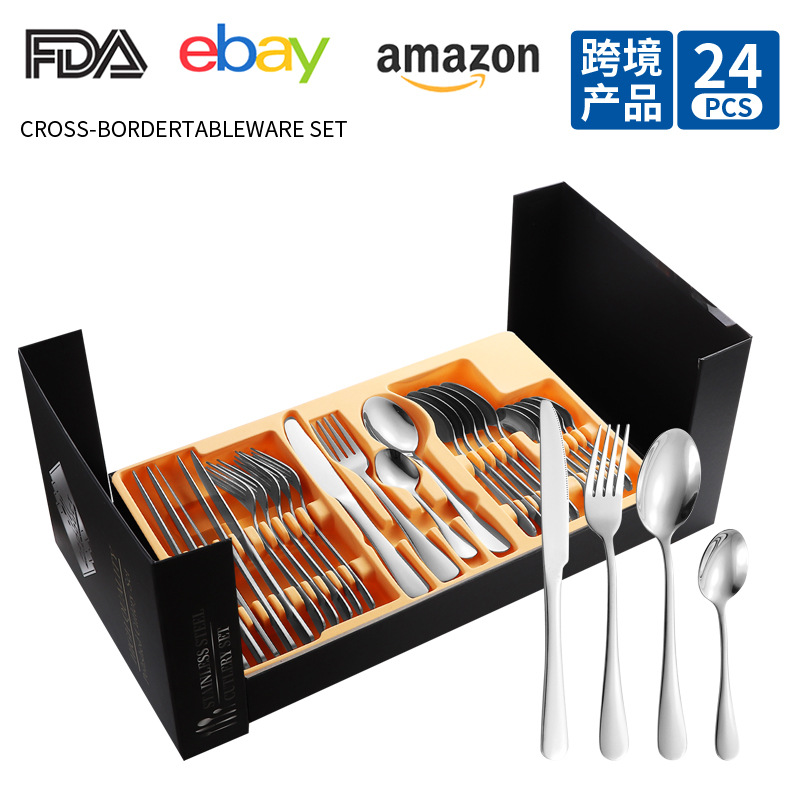 1010 cuchillos y tenedores cucharas de té 24 piezas percha set caja de regalo hotel restaurante occidental cuchillo y tenedor de filete cucharas espejo pulido