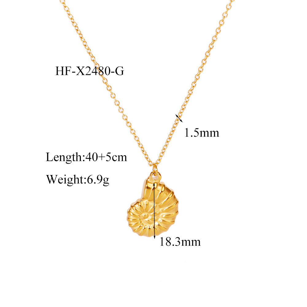Titanium Steel Pendant Material Wholesale Jewelry Simple Style Conch Titanium Steel Plating Cable Chain Pendant Necklace