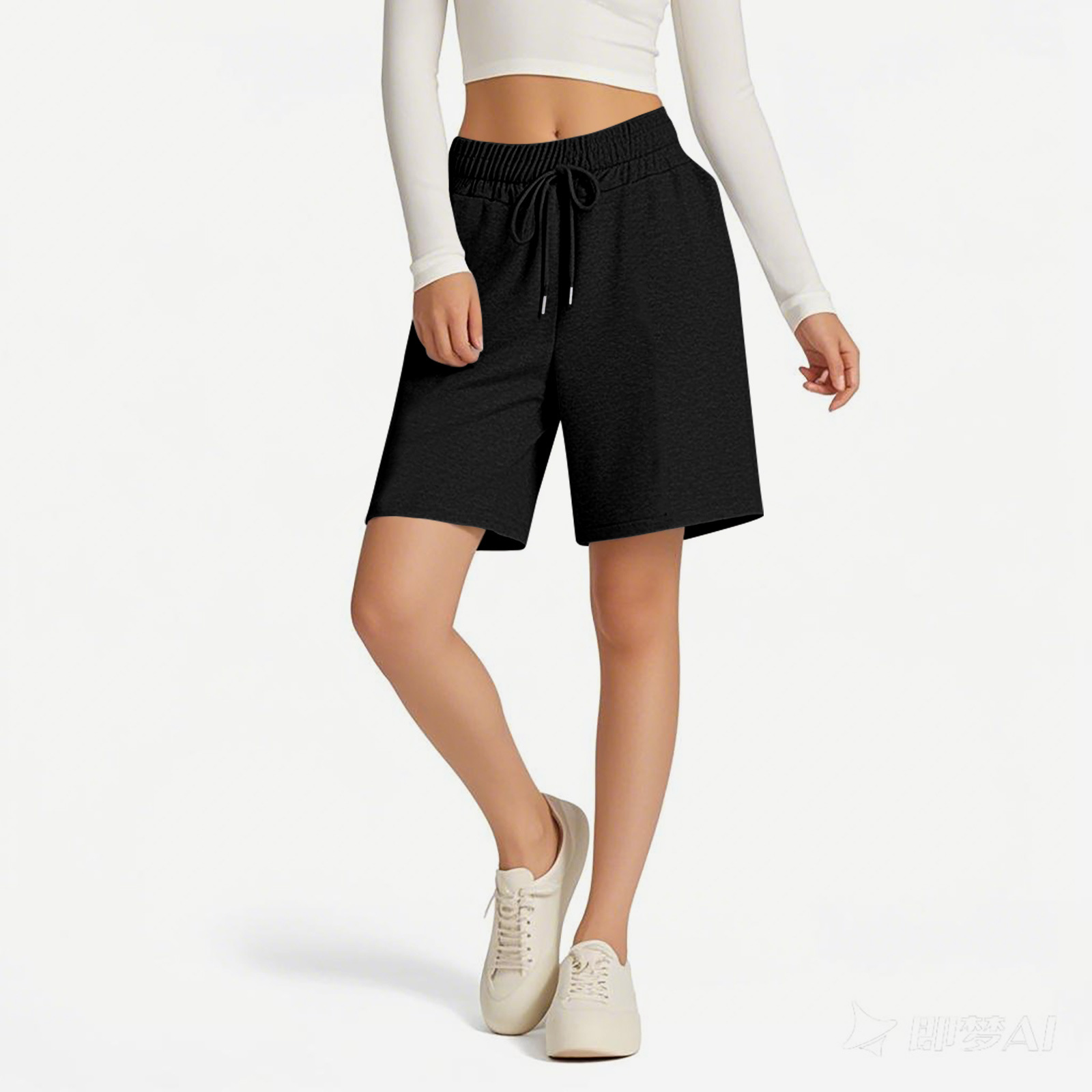 K New Loose Elastic Waist Fashionable Solid Color Casual Five Point Shorts_voghion.com